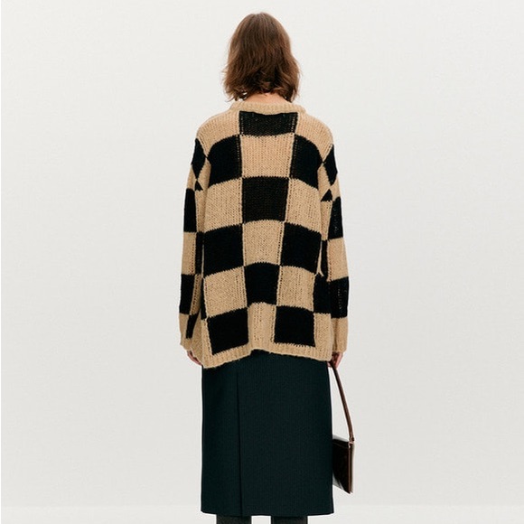 open yy beige check sweater - Picture 3 of 5